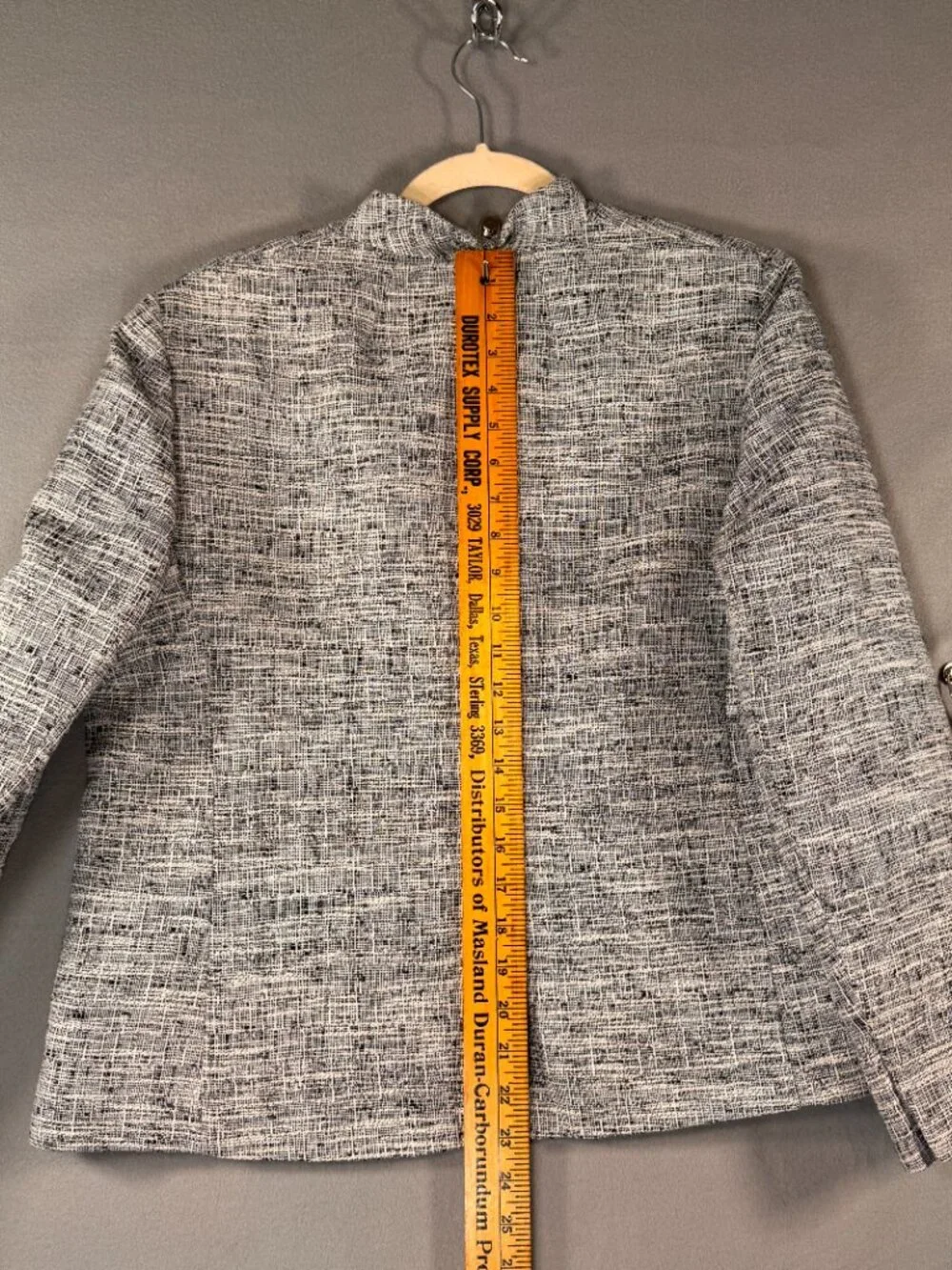 J Crew 365 Blazer W 14 Open Front Lined Blazer Preppy Black White Tweed Career